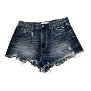 Hollister Blue Jean Shorts Distressed High-Waisted Sz 5/27,,#017